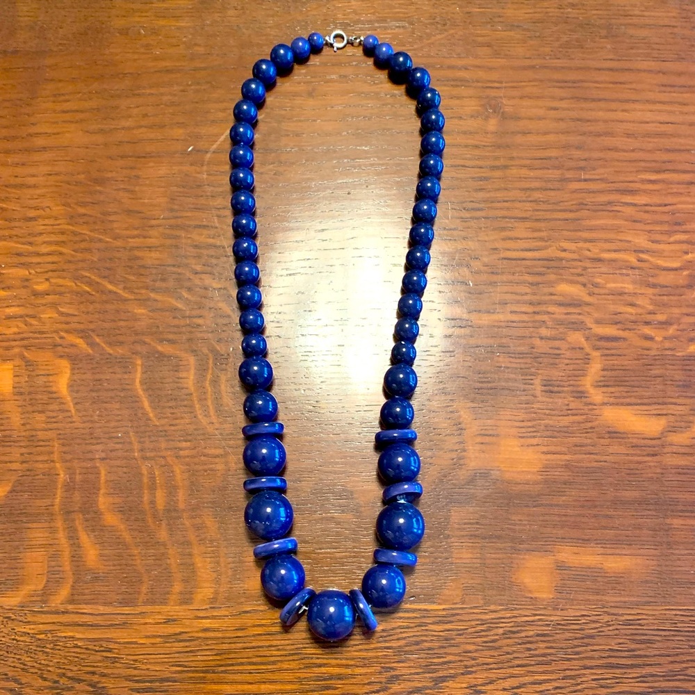 Women’s Handmade Dark Blue Resin Beaded Necklace